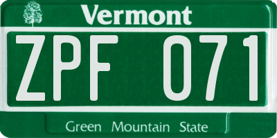 VT license plate ZPF071