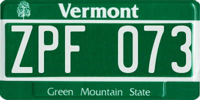 VT license plate ZPF073