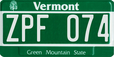 VT license plate ZPF074