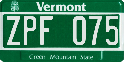 VT license plate ZPF075
