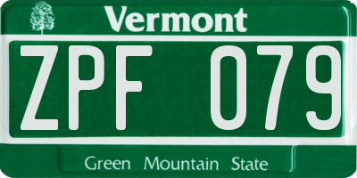 VT license plate ZPF079