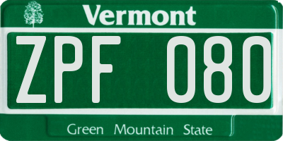 VT license plate ZPF080