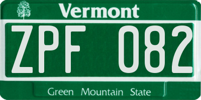 VT license plate ZPF082