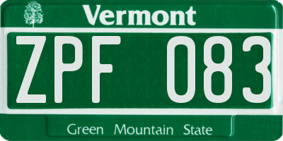 VT license plate ZPF083