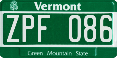 VT license plate ZPF086