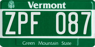 VT license plate ZPF087