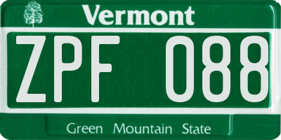 VT license plate ZPF088