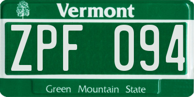 VT license plate ZPF094