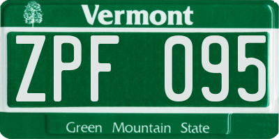 VT license plate ZPF095