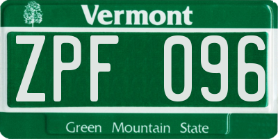 VT license plate ZPF096