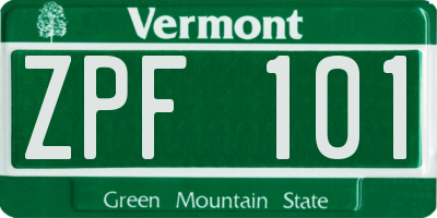 VT license plate ZPF101
