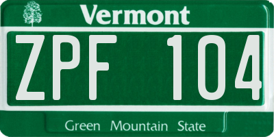 VT license plate ZPF104