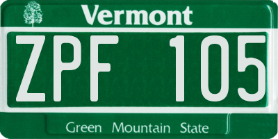 VT license plate ZPF105