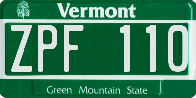 VT license plate ZPF110