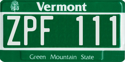 VT license plate ZPF111
