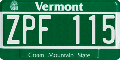 VT license plate ZPF115