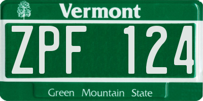 VT license plate ZPF124