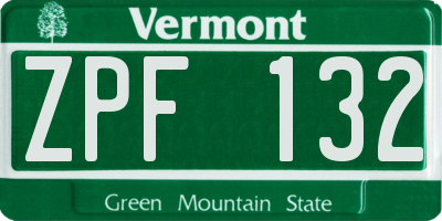 VT license plate ZPF132