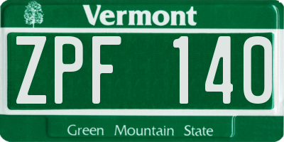 VT license plate ZPF140
