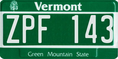 VT license plate ZPF143