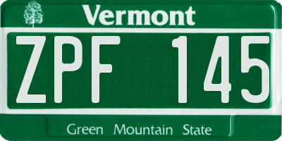 VT license plate ZPF145