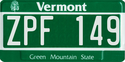 VT license plate ZPF149