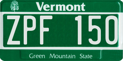 VT license plate ZPF150