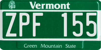 VT license plate ZPF155