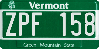 VT license plate ZPF158