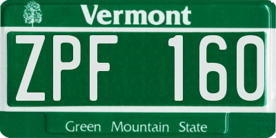 VT license plate ZPF160