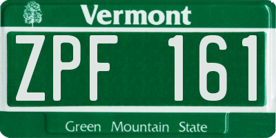 VT license plate ZPF161