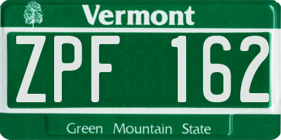 VT license plate ZPF162