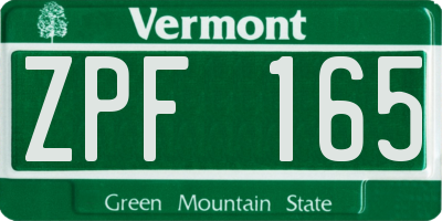 VT license plate ZPF165