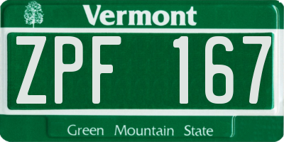 VT license plate ZPF167