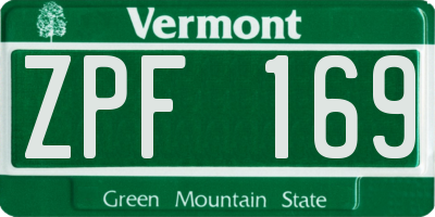 VT license plate ZPF169