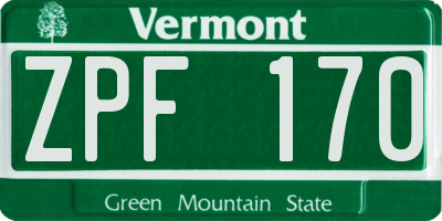 VT license plate ZPF170