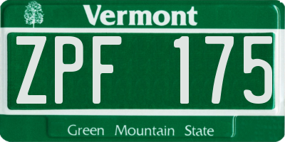 VT license plate ZPF175