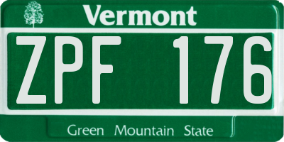 VT license plate ZPF176