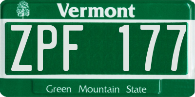VT license plate ZPF177