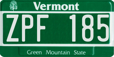 VT license plate ZPF185