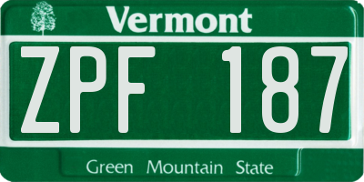 VT license plate ZPF187