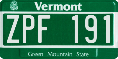 VT license plate ZPF191
