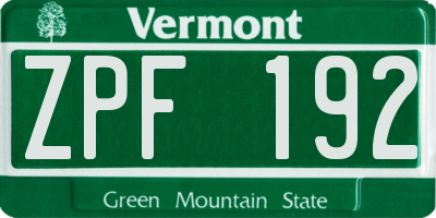 VT license plate ZPF192