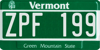 VT license plate ZPF199