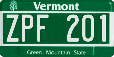 VT license plate ZPF201