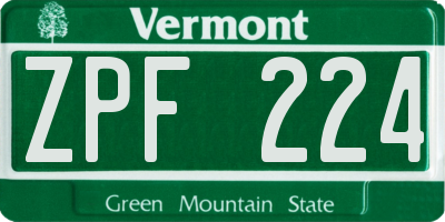 VT license plate ZPF224