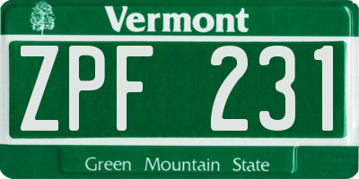 VT license plate ZPF231
