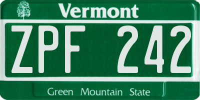 VT license plate ZPF242