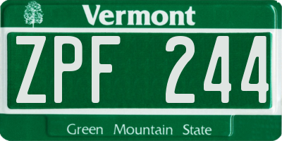 VT license plate ZPF244