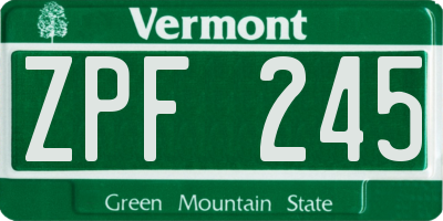 VT license plate ZPF245